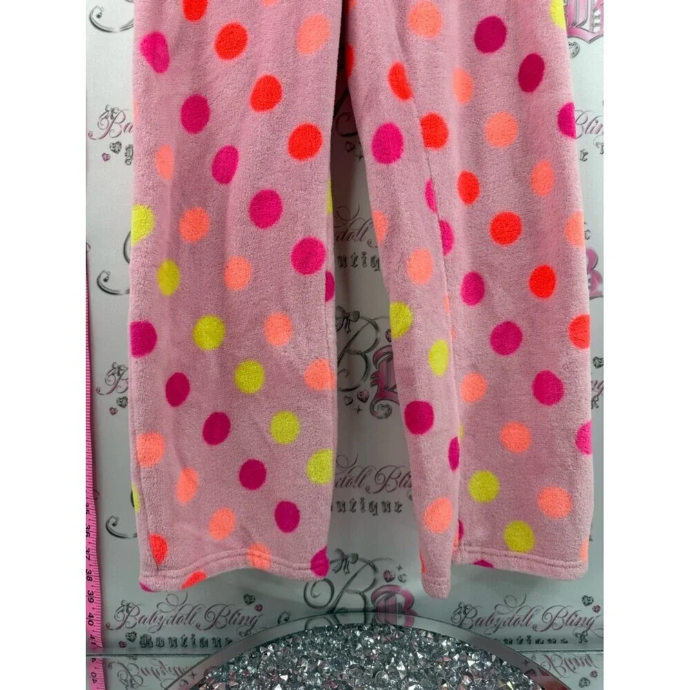 Justice Fleece Pajama Pants with Pink, orange and Neon Polka Dots Comfy lounge